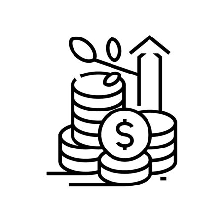Rising price line icon, concept illustration, outline symbol, vector sign, linear symbol.のイラスト素材
