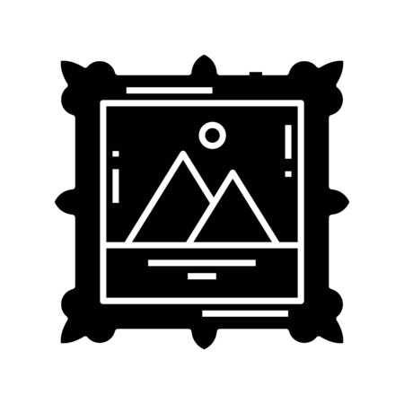 Home art black icon, concept illustration, vector flat symbol, glyph sign.のイラスト素材