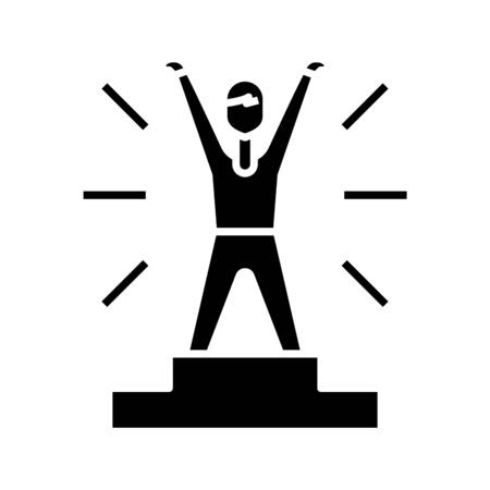 High achiever black icon, concept illustration, vector flat symbol, glyph sign.のイラスト素材