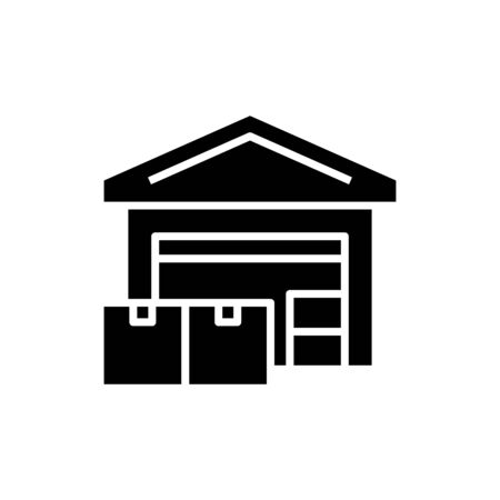 Goods storage black icon, concept illustration, glyph symbol, vector flat sign.のイラスト素材