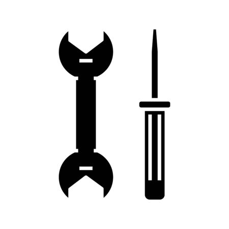 Helping tools black icon, concept illustration, glyph symbol, vector flat sign.のイラスト素材