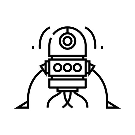 Robot creature line icon, concept sign, outline vector illustration, linear symbol.のイラスト素材