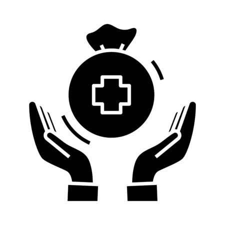 Help black icon, concept illustration, vector flat symbol, glyph sign.のイラスト素材