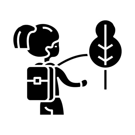 Hiker black icon, concept illustration, glyph symbol, vector flat sign.のイラスト素材