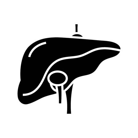 Liver illness black icon, concept illustration, glyph symbol, vector flat sign.のイラスト素材