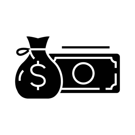 Investments black icon, concept illustration, glyph symbol, vector flat sign.のイラスト素材