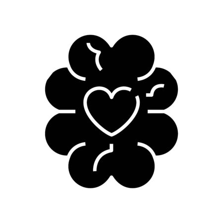 Love thoughts black icon, concept illustration, vector flat symbol, glyph sign.のイラスト素材