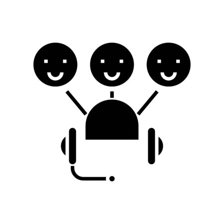 Listening news black icon, concept illustration, vector flat symbol, glyph sign.のイラスト素材
