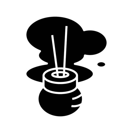 Incense stics black icon, concept illustration, vector flat symbol, glyph sign.のイラスト素材