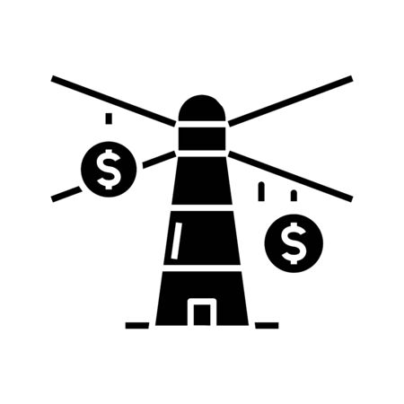 Lighthouse black icon, concept illustration, vector flat symbol, glyph sign.のイラスト素材