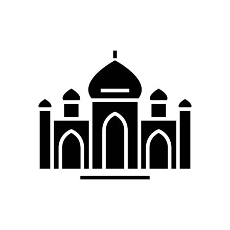 India temples black icon, concept illustration, vector flat symbol, glyph sign.のイラスト素材