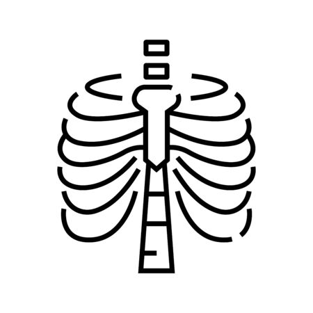 Sternum bone structure line icon, concept sign, outline vector illustration, linear symbol.のイラスト素材