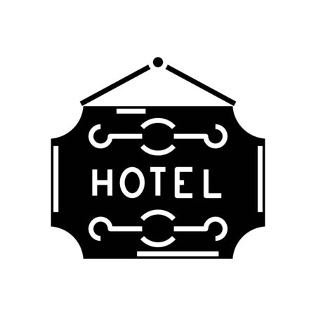 Hotel logo black icon, concept illustration, vector flat symbol, glyph sign.のイラスト素材