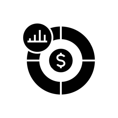 Income chart black icon, concept illustration, vector flat symbol, glyph sign.のイラスト素材