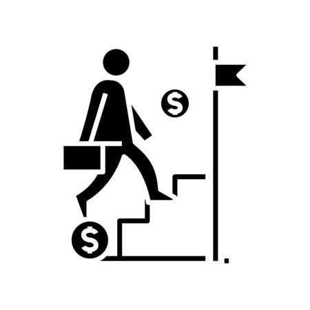 Increasing profit black icon, concept illustration, glyph symbol, vector flat sign.のイラスト素材
