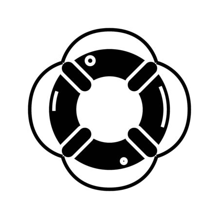 Lifebuoy black icon, concept illustration, glyph symbol, vector flat sign.のイラスト素材