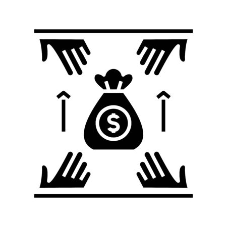 Money devision black icon, concept illustration, glyph symbol, vector flat sign.のイラスト素材