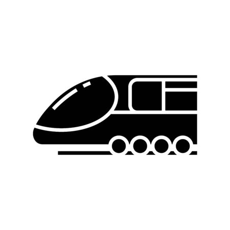 Modern train black icon, concept illustration, vector flat symbol, glyph sign.のイラスト素材