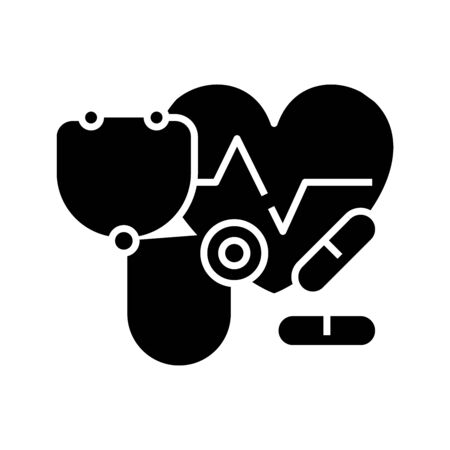 Medical symbols black icon, concept illustration, vector flat symbol, glyph sign.のイラスト素材