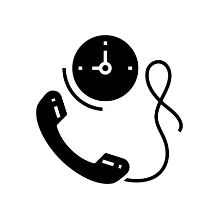 Phone call black icon, concept illustration, glyph symbol, vector flat sign.のイラスト素材