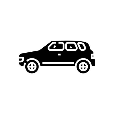 Minivan car black icon, concept illustration, glyph symbol, vector flat sign.のイラスト素材