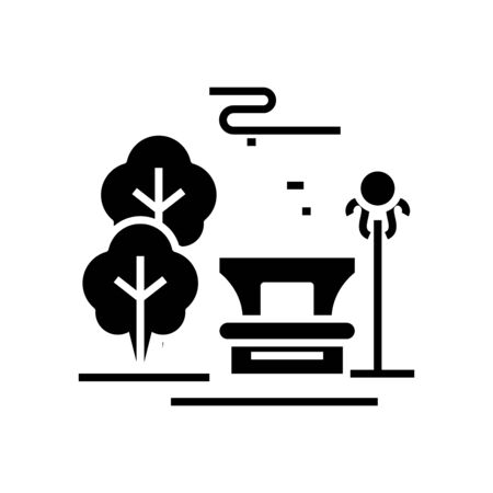 Park garden black icon, concept illustration, vector flat symbol, glyph sign.のイラスト素材