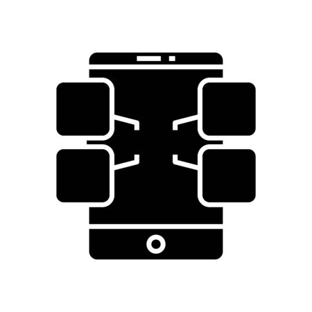 Mobile info black icon, concept illustration, glyph symbol, vector flat sign.のイラスト素材