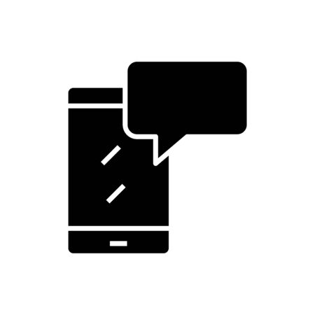 Mobile message black icon, concept illustration, glyph symbol, vector flat sign.のイラスト素材