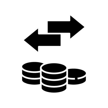 Money transfer black icon, concept illustration, glyph symbol, vector flat sign.のイラスト素材