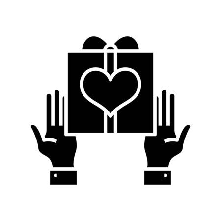 Presents black icon, concept illustration, glyph symbol, vector flat sign.のイラスト素材