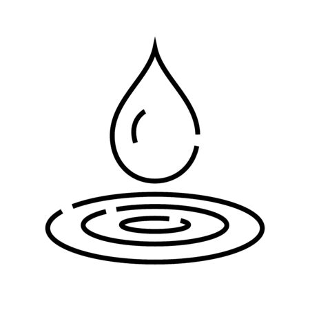 Water drop line icon, concept sign, outline vector illustration, linear symbol.のイラスト素材