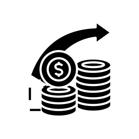 Money transfer black icon, concept illustration, vector flat symbol, glyph sign.のイラスト素材