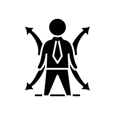 Multitasking business black icon, concept illustration, glyph symbol, vector flat sign.のイラスト素材