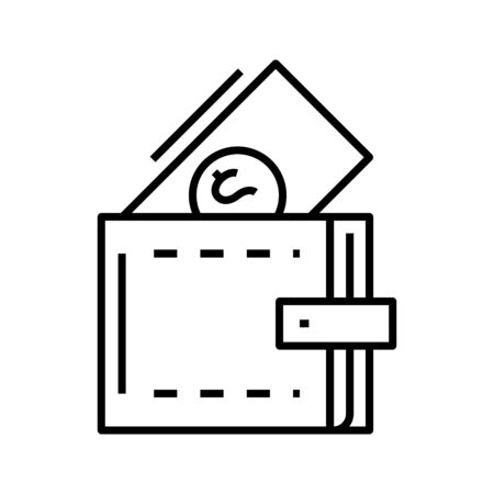 Wallet line icon, concept illustration, outline symbol, vector sign, linear symbol.のイラスト素材