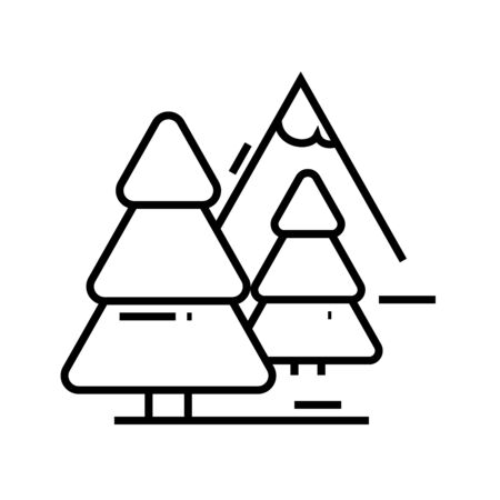 Tree landscape line icon, concept illustration, outline symbol, vector sign, linear symbol.のイラスト素材