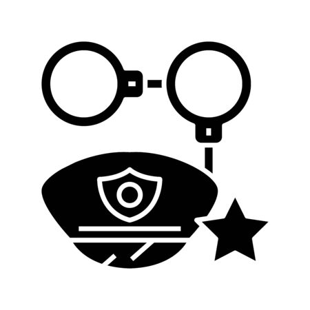 Police symbols black icon, concept illustration, vector flat symbol, glyph sign.のイラスト素材