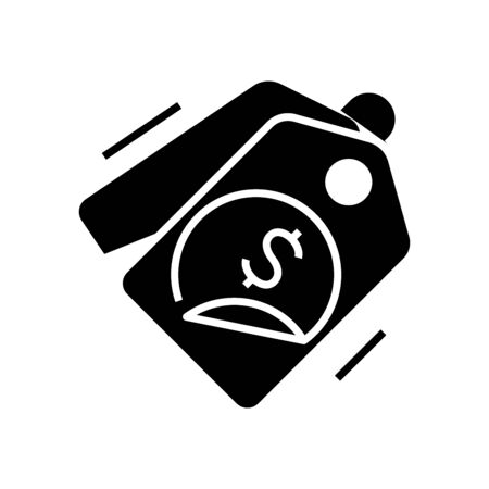 Price label black icon, concept illustration, glyph symbol, vector flat sign.のイラスト素材