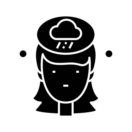 Raining black icon, concept illustration, glyph symbol, vector flat sign.のイラスト素材