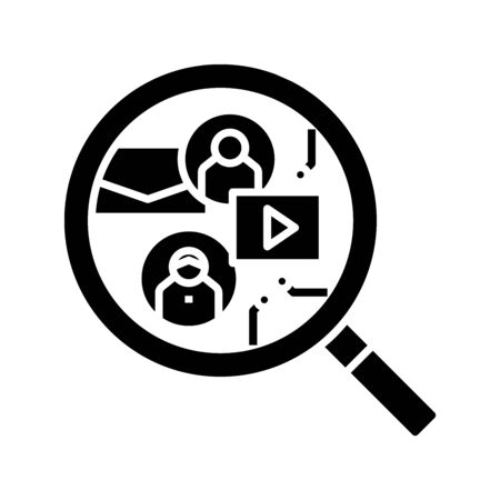 Searching connection black icon, concept illustration, glyph symbol, vector flat sign.のイラスト素材