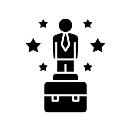 Star manager black icon, concept illustration, glyph symbol, vector flat sign.のイラスト素材