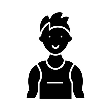 Strong arm man black icon, concept illustration, vector flat symbol, glyph sign.のイラスト素材