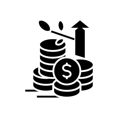 Rising price black icon, concept illustration, glyph symbol, vector flat sign.のイラスト素材