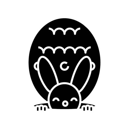 Rabbit toy black icon, concept illustration, vector flat symbol, glyph sign.のイラスト素材