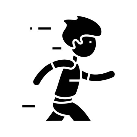 Runner black icon, concept illustration, glyph symbol, vector flat sign.のイラスト素材