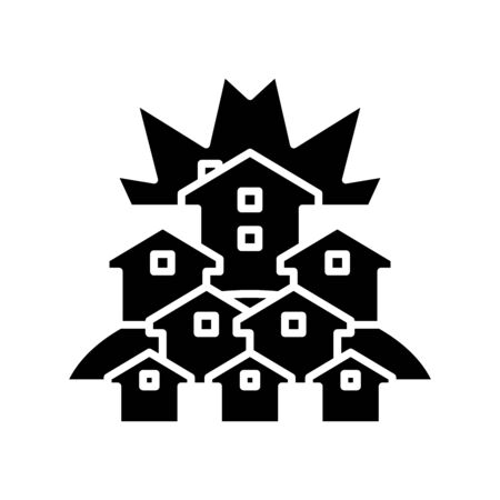 Small town black icon, concept illustration, glyph symbol, vector flat sign.のイラスト素材