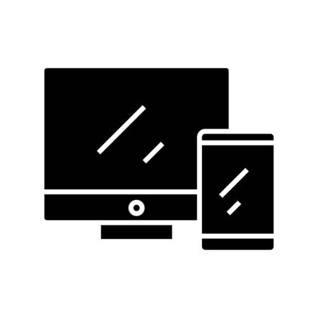 Devices black icon, concept illustration, glyph symbol, vector flat sign.のイラスト素材