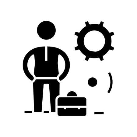 Working person line icon, concept illustration, outline symbol, vector sign, linear symbol.のイラスト素材