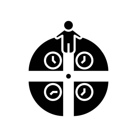 Time management black icon, concept illustration, glyph symbol, vector flat sign.のイラスト素材