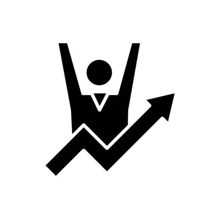 Winner emotion black icon, concept illustration, glyph symbol, vector flat sign.のイラスト素材