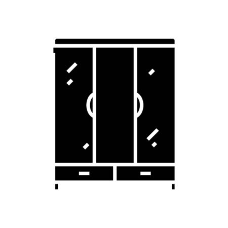 Wardrobe black icon, concept illustration, glyph symbol, vector flat sign.のイラスト素材